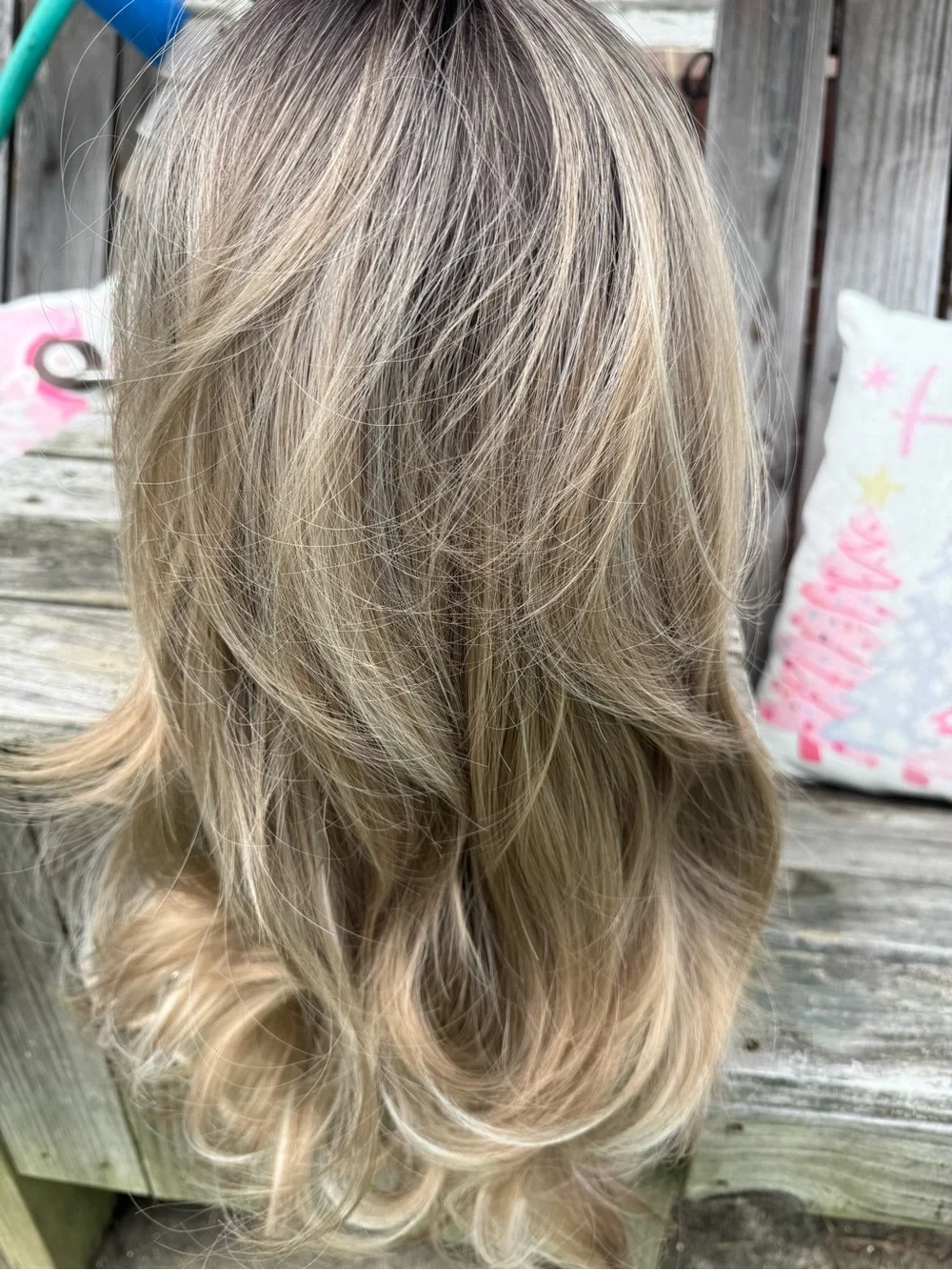 Blonde Long Layered Women’s Wig with Curtain Bangs